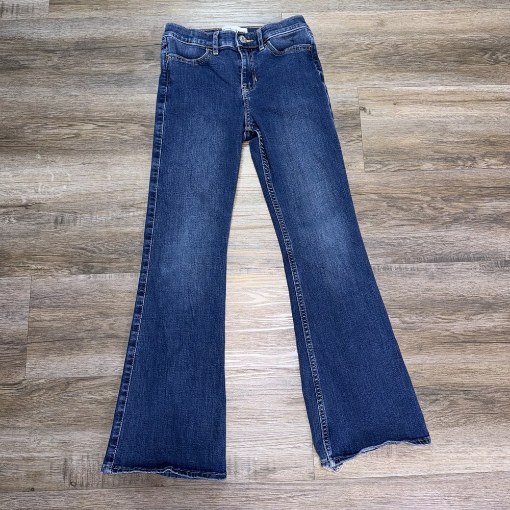 Abercrombie Kids Dark Wash High Rise Flare Jeans Youth Girls 9/10 Regular